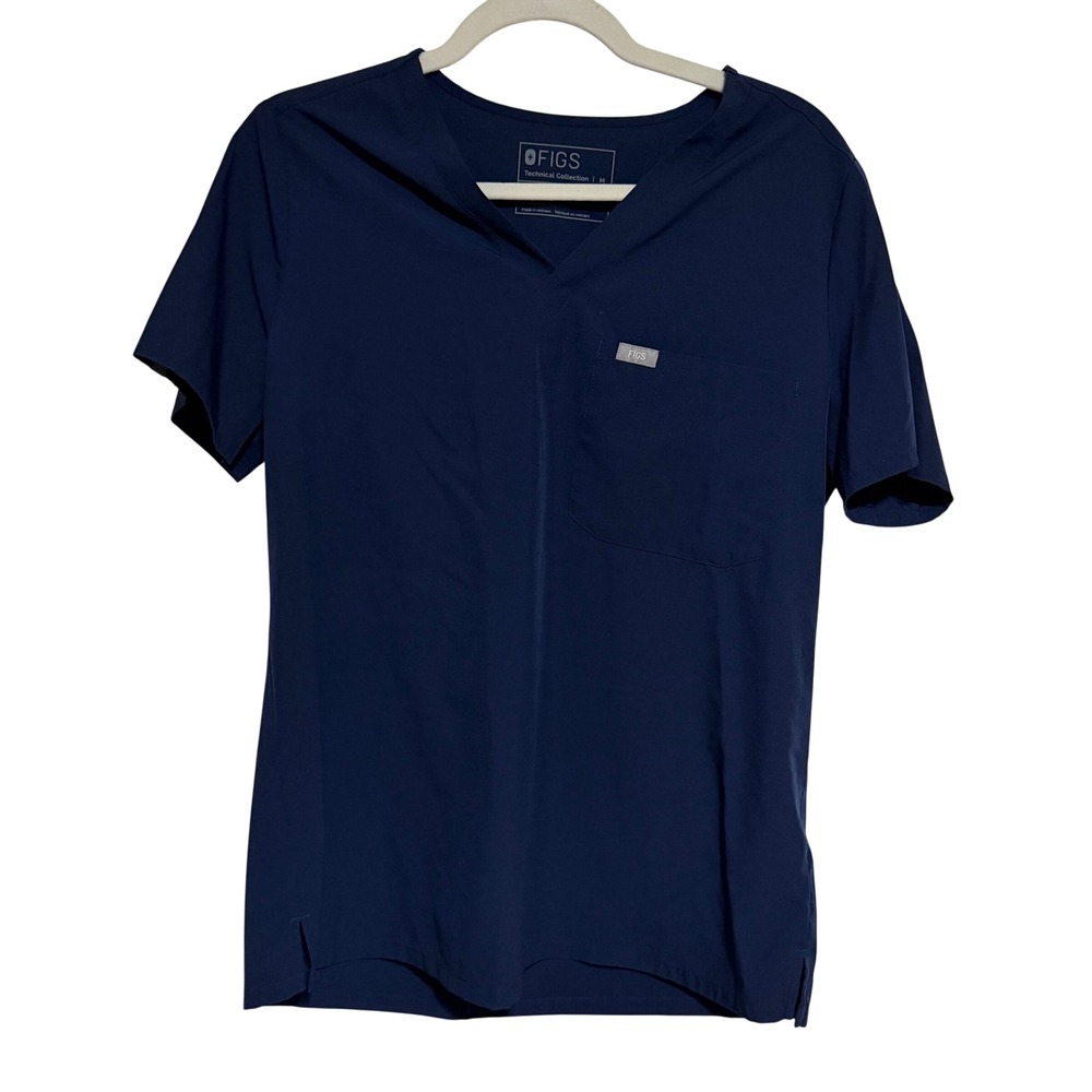 FIGS Casma V-Neck Scrub Top Navy Blue Technical Collection W21SW1025 Womens M